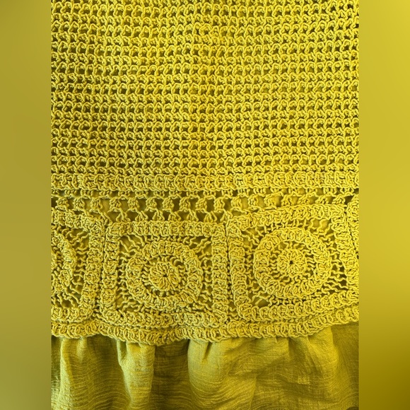 Milk & honey women's linen halter top chartruese Anthropologie crochet boho exc - Picture 3 of 6